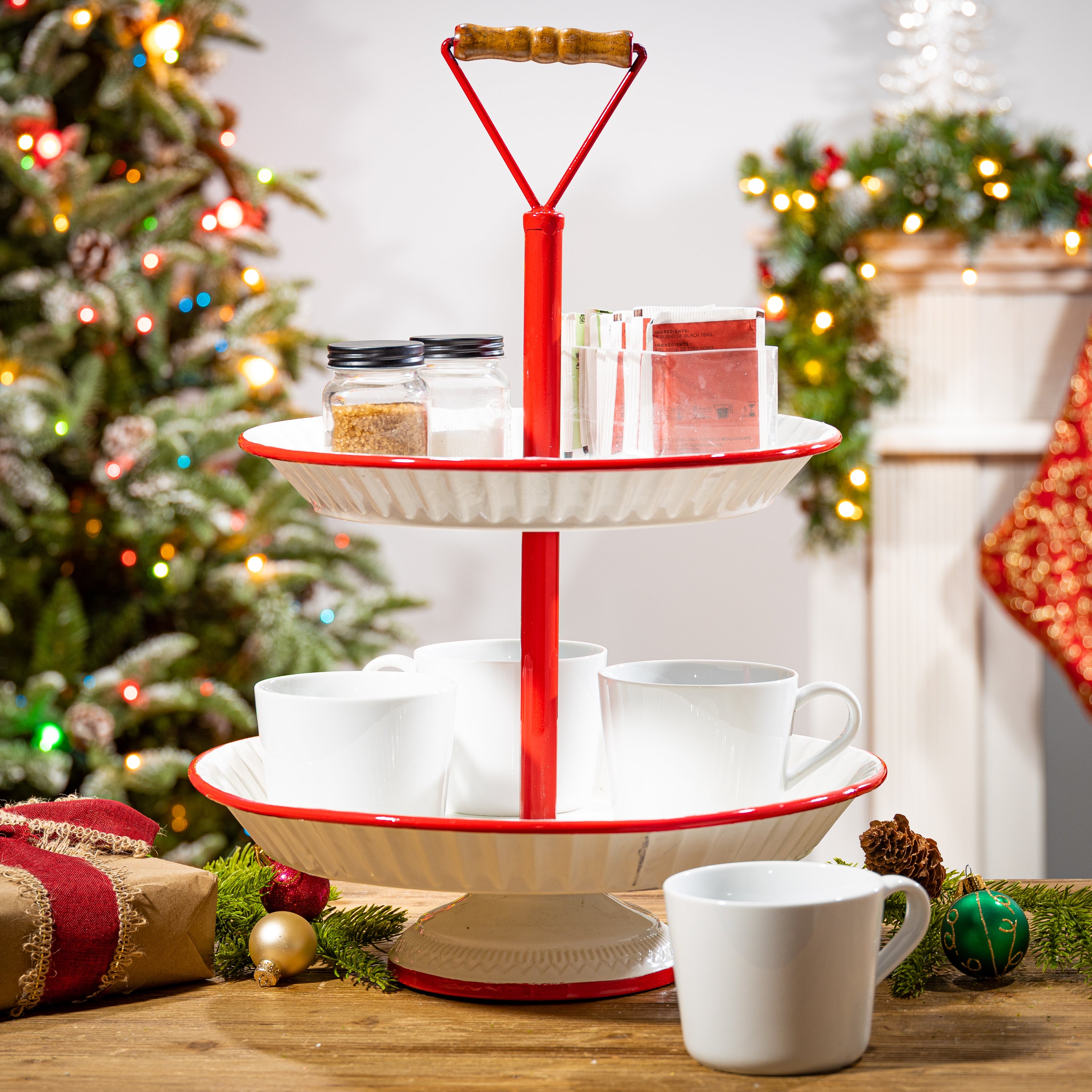 19.3-in H Metal Two-Tiered Serving Tray